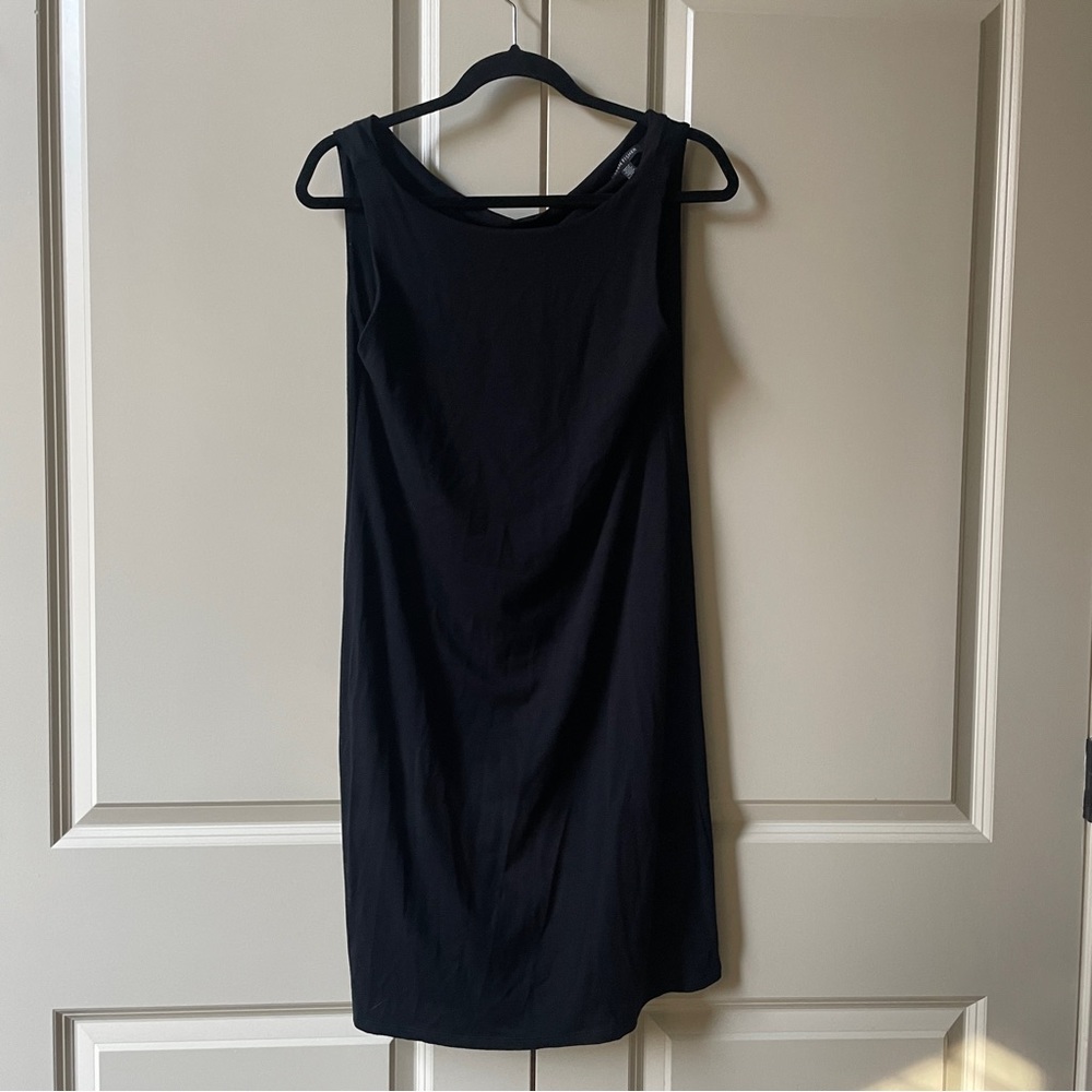 Eileen Fisher Black Viscose Stretch Shift Dress Size XS